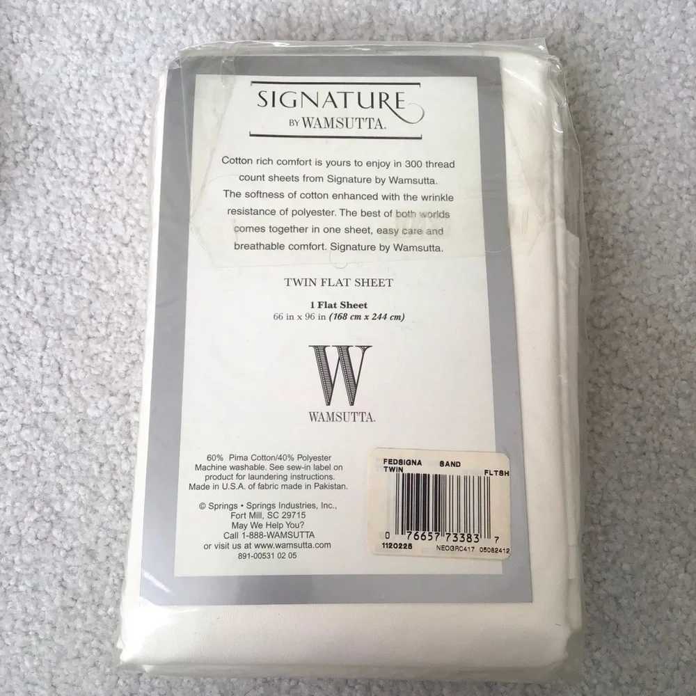 New Signature Twin White Flat Bed Sheets